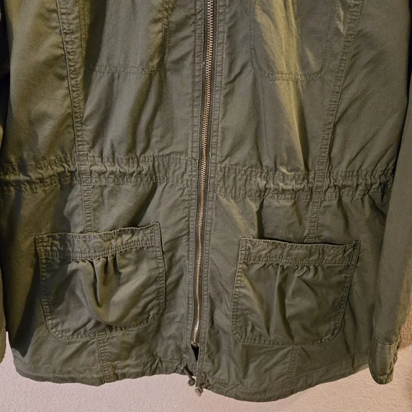 Kenneth Cole Reaction Womens Olive Green Lightweight Hooded Long Sleeve Jacket L - Picture 3 of 10